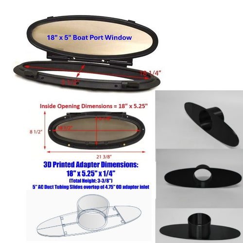 18” x 5” Boat Window Portable AC Exhaust Adapter