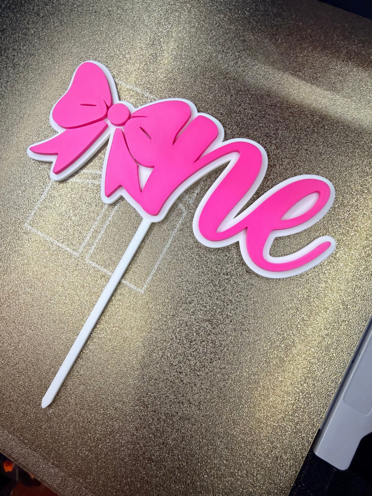 3D Printed Bow ONE Cake Topper