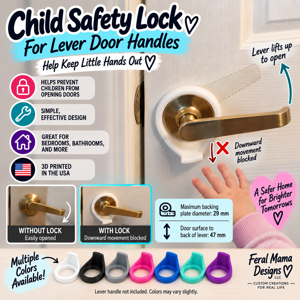 3D Printed Child Safety Locks for Lever Door Handles
