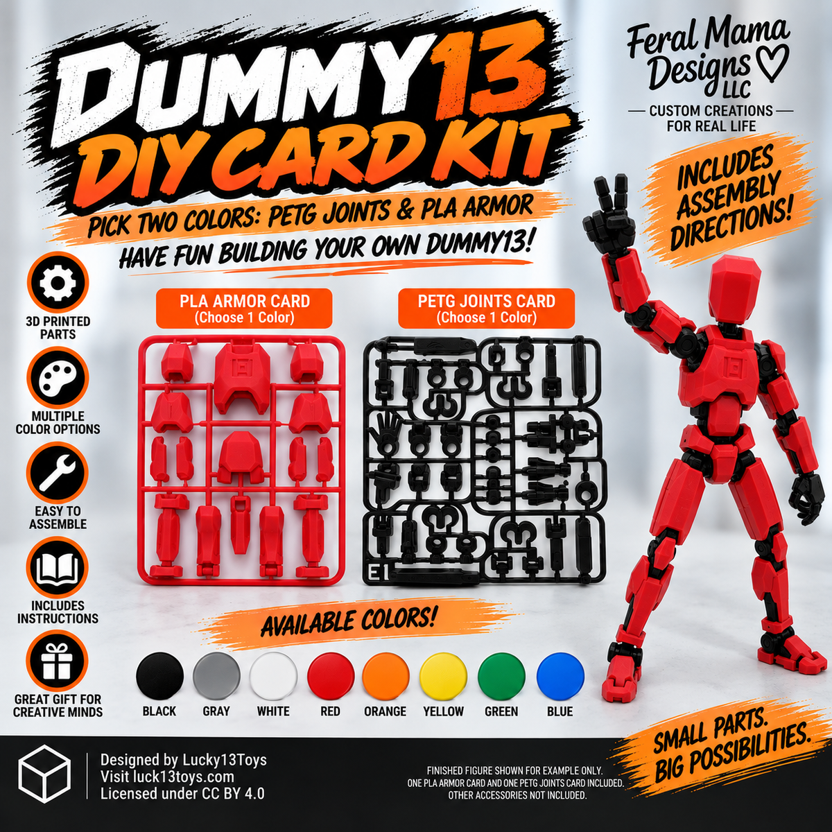 3D Printed Dummy13 DIY Build Your Own Action Figure Kit by Lucky13Toys