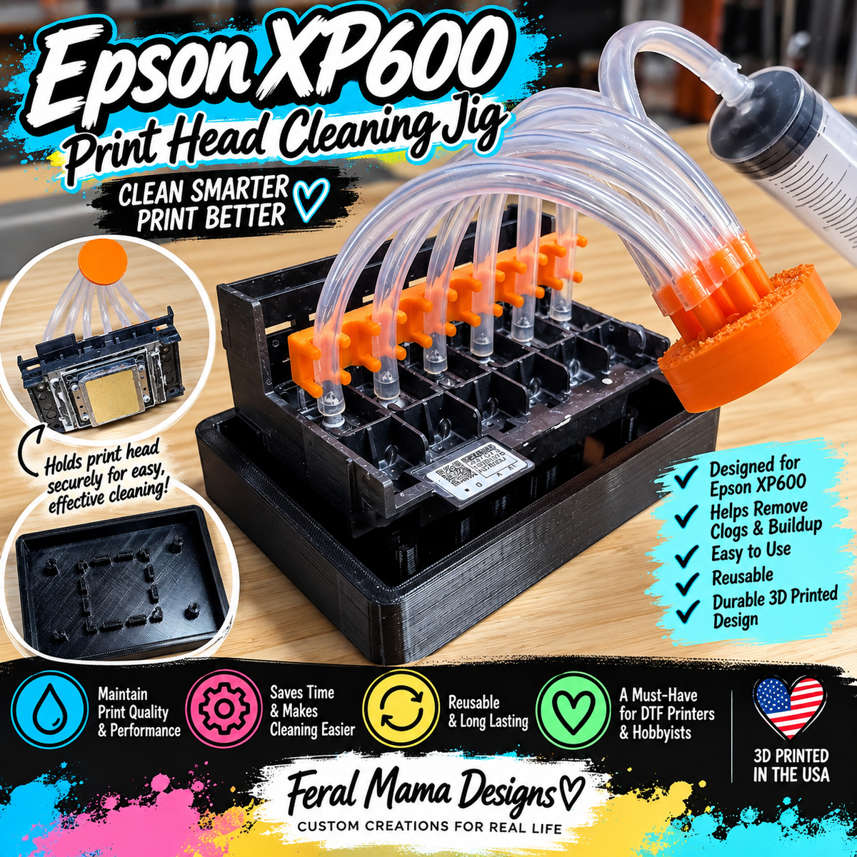 3D Printed Epson XP600 Printhead Cleaning Jig