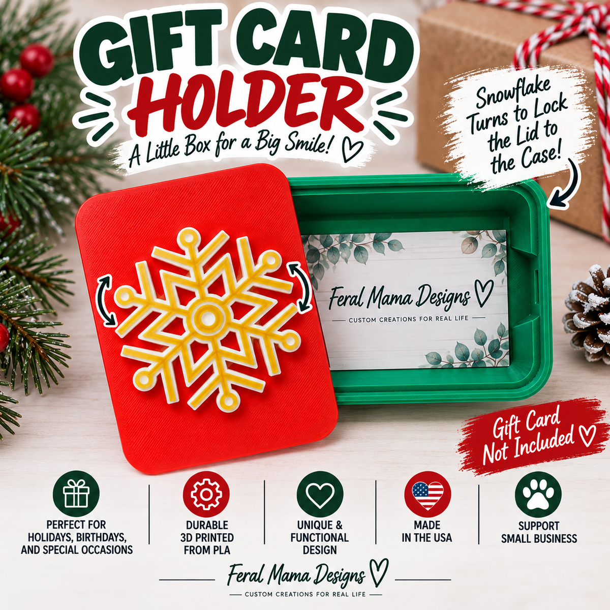 3D Printed Christmas Gift Card Holder