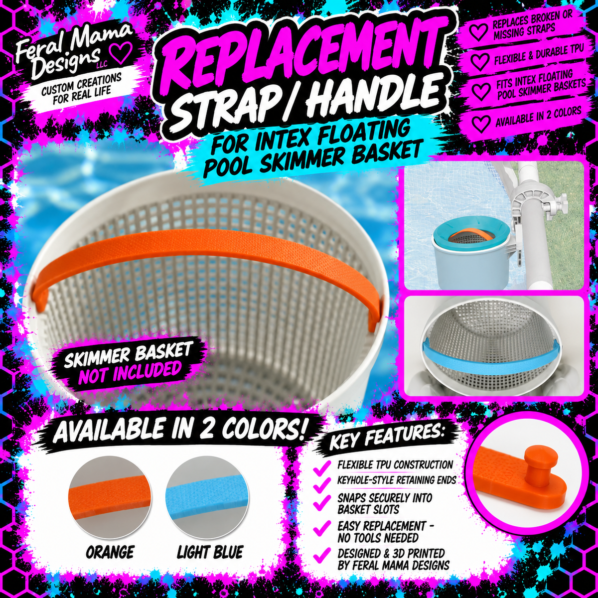 Replacement Strap / Handle for Intex Floating Pool Skimmer Basket – Flexible TPU – 3D Printed