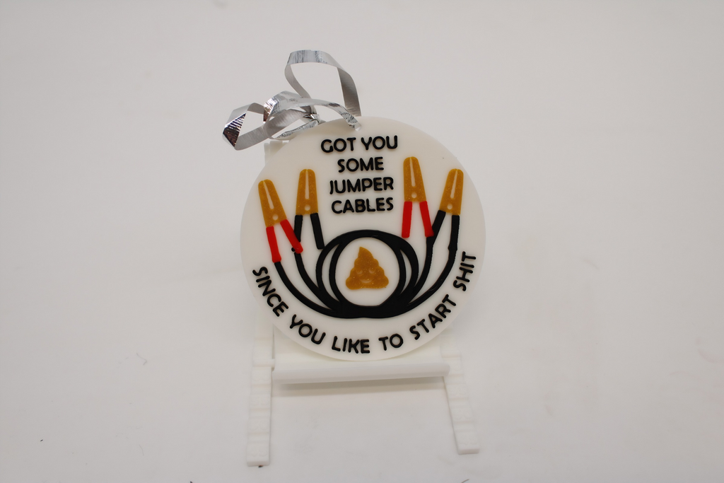 3D Printed Funny Jumper Cables Christmas Ornament