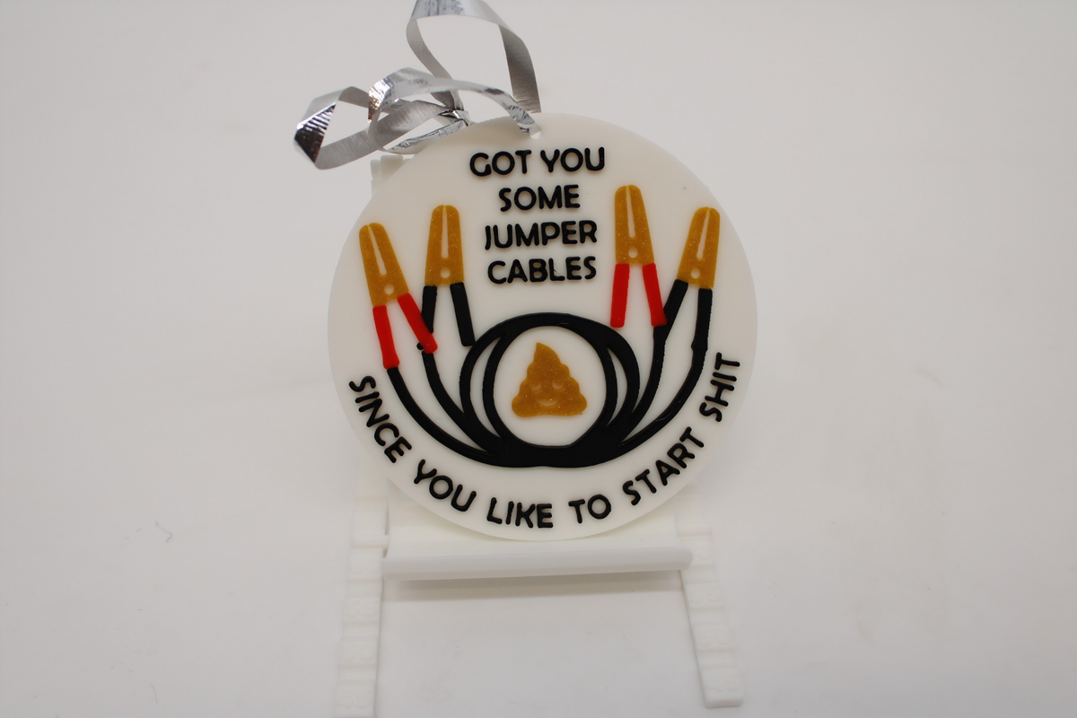 3D Printed Funny Jumper Cables Christmas Ornament