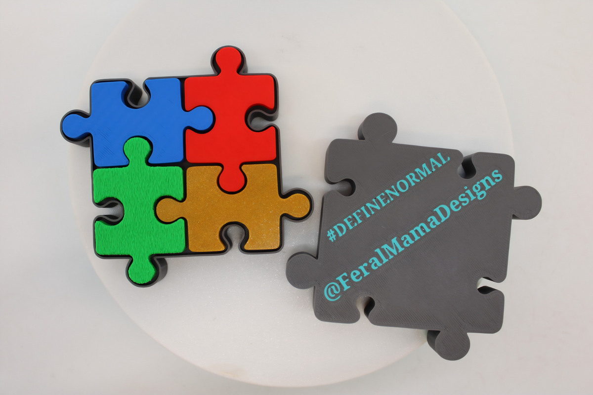 3D Printed Autism Awareness Fidget Clicker & Sensory Toy