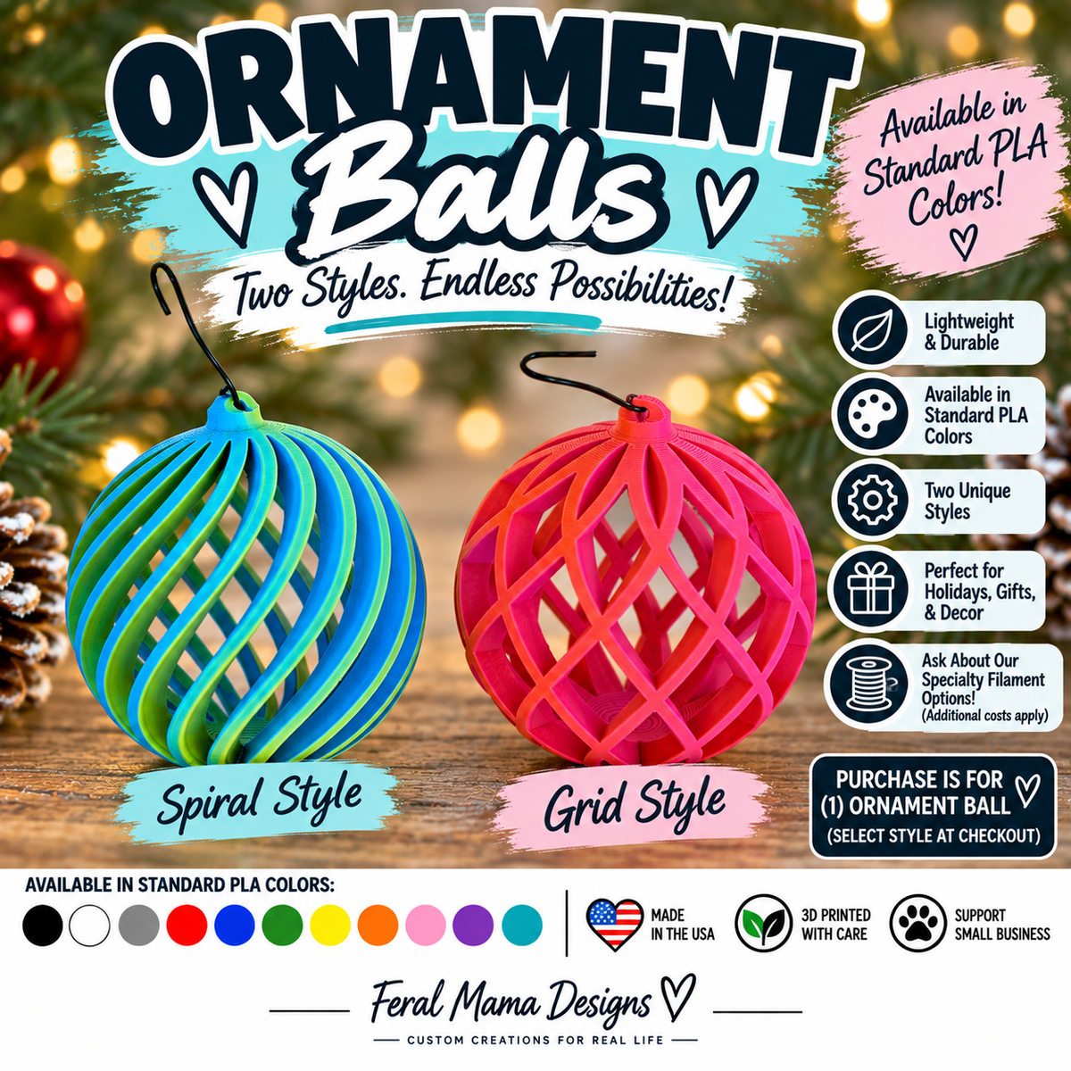 3D Printed Christmas Tree Ornament Balls