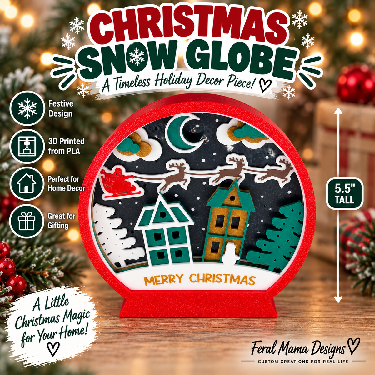 3D Printed Christmas Snow Globe